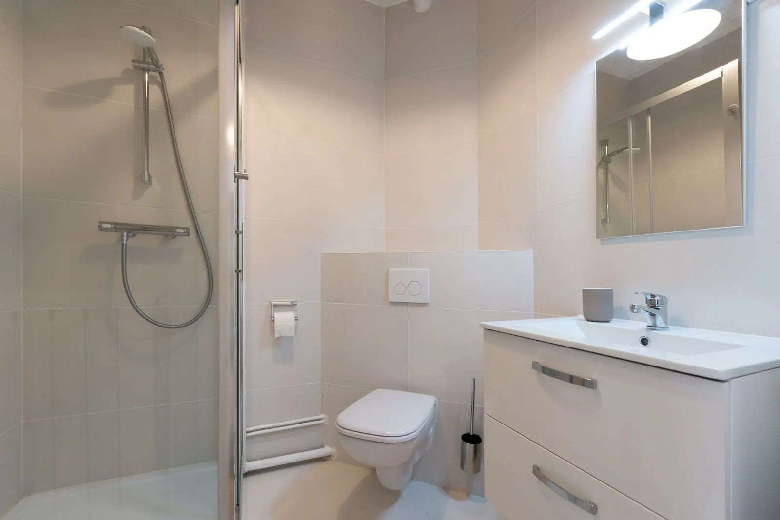 Artemis, furnished apartment, Nancy: shower room with walk-in shower