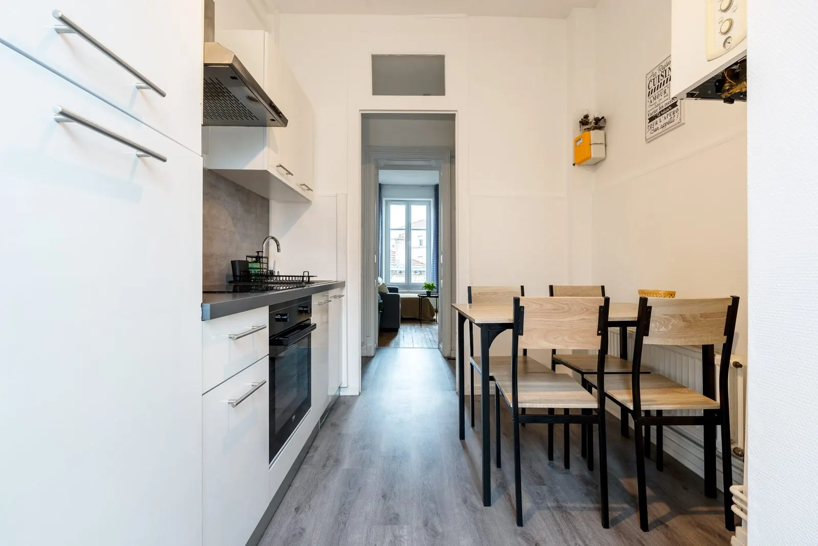 La Fabrique, furnished apartment, Nancy: kitchen and dining table